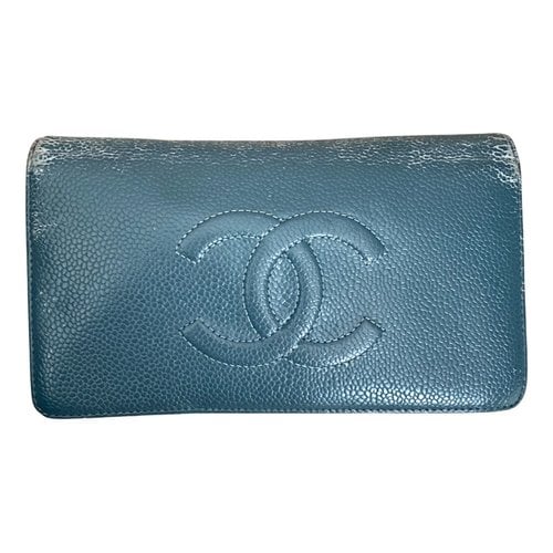 Pre-owned Chanel Leather Wallet In Blue