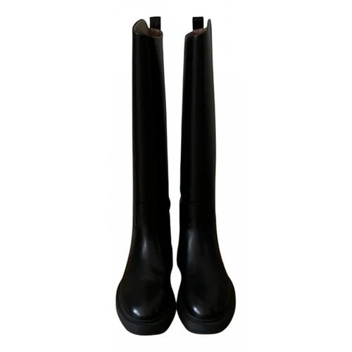 Pre-owned 12 Storeez Leather Boots In Black