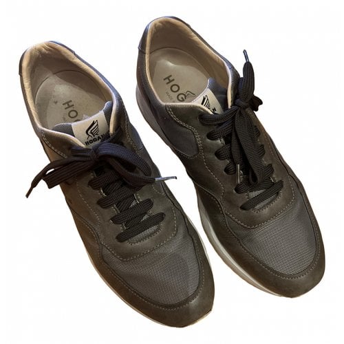 Pre-owned Hogan Leather Low Trainers In Grey