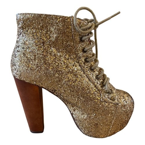 Pre-owned Jeffrey Campbell Glitter Boots In Gold