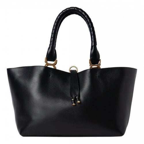 Pre-owned Chloé Marcie Leather Tote In Black