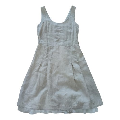 Pre-owned Max & Co Linen Mid-length Dress In Ecru