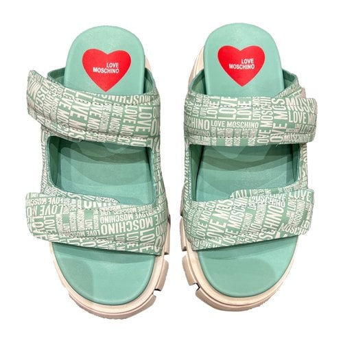 Pre-owned Moschino Love Leather Mules In Green
