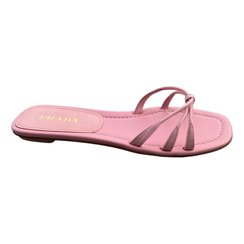 Pre-owned Prada Leather Mules In Pink