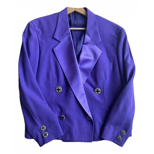Pre-owned Versace Wool Blazer In Purple