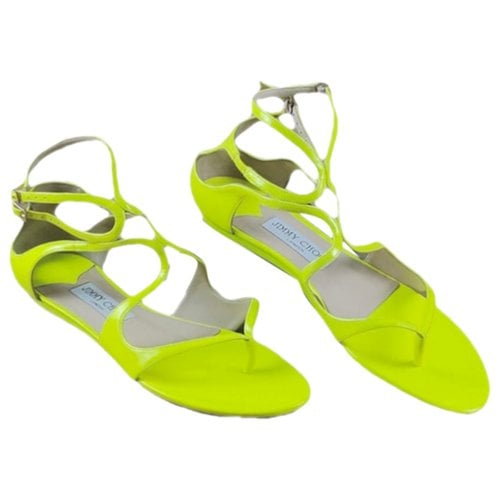 Pre-owned Jimmy Choo Patent Leather Flip Flops In Yellow
