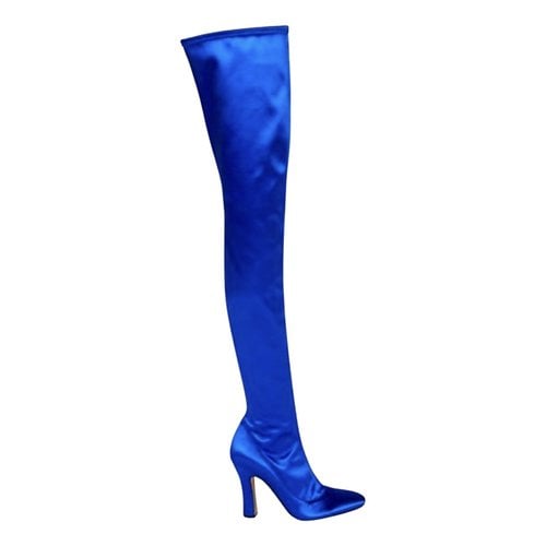 Pre-owned Alexandre Vauthier Velvet Boots In Blue