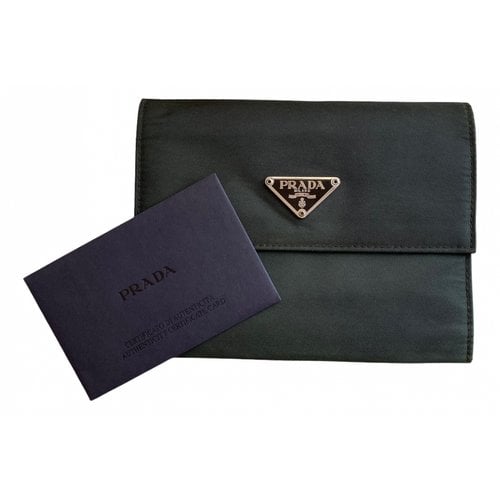 Pre-owned Prada Tessuto Cloth Wallet In Green