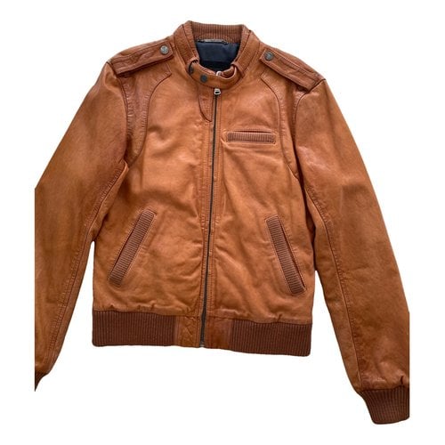 Pre-owned D&g Leather Jacket In Orange