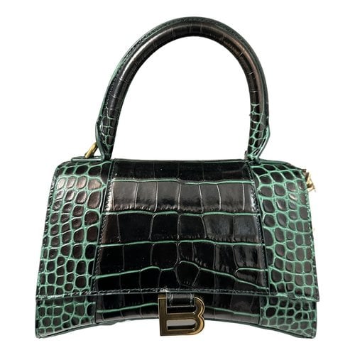Pre-owned Balenciaga Hourglass Leather Handbag In Green