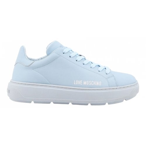 Pre-owned Moschino Love Leather Trainers In Blue