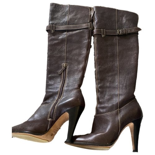 Pre-owned Moschino Leather Boots In Brown