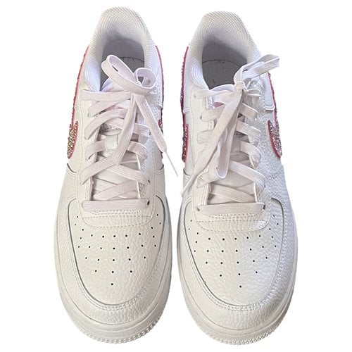 Pre-owned Nike Air Force 1 Leather Trainers In Pink