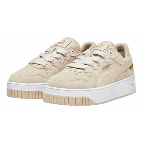 Pre-owned Puma Cloth Trainers In Beige