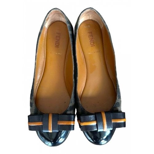 Pre-owned Fendi Cloth Ballet Flats In Brown