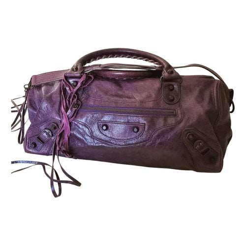 Pre-owned Balenciaga Twiggy Leather Handbag In Purple