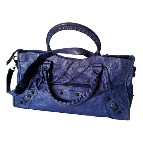 Pre-owned Balenciaga Part Time Leather Handbag In Blue