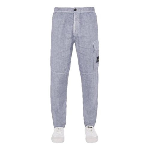 Pre-owned Stone Island Linen Trousers In Grey