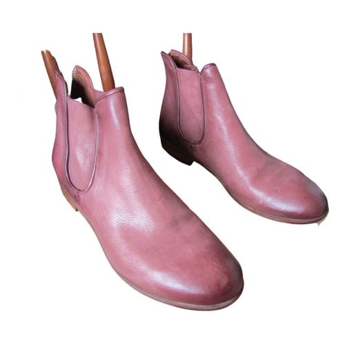 Pre-owned As98 Leather Boots In Burgundy