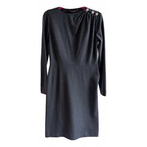 Pre-owned Roberto Cavalli Wool Mid-length Dress In Grey