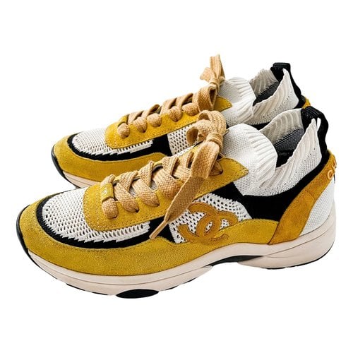 Pre-owned Chanel Leather Trainers In Yellow