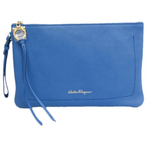 Pre-owned Ferragamo Leather Clutch Bag In Blue