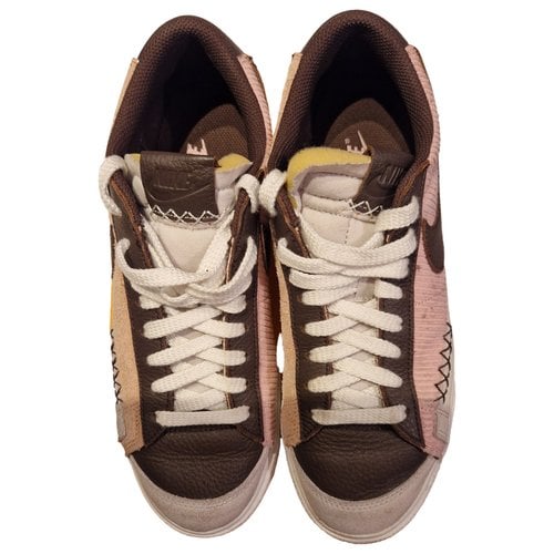 Pre-owned Nike Blazer Leather Trainers In Pink