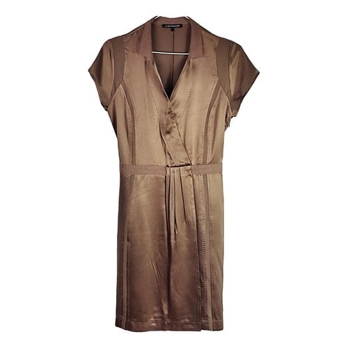 Pre-owned Luisa Cerano Silk Mid-length Dress In Brown