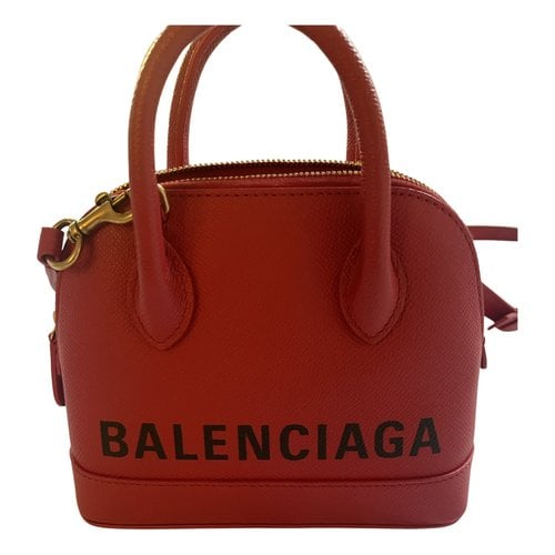 Pre-owned Balenciaga Ville Top Handle Leather Crossbody Bag In Red