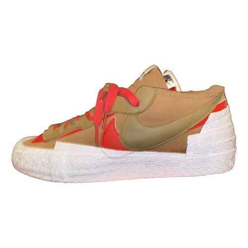 Pre-owned Nike Blazer Leather Low Trainers In Brown