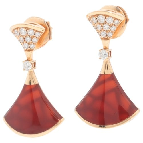 Pre-owned Bvlgari Yellow Gold Earrings In Red