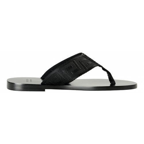 Pre-owned Versace Cloth Sandals In Black