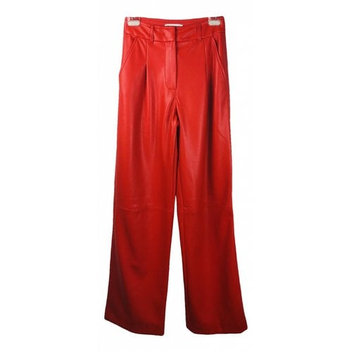 Pre-owned Essentiel Antwerp Vegan Leather Straight Pants In Red