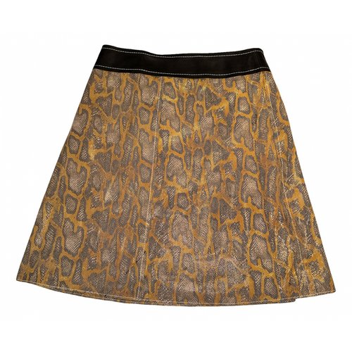 Pre-owned Stand Studio Leather Mini Skirt In Yellow