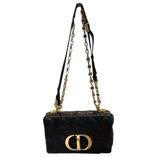 Pre-owned Dior Caro Leather Crossbody Bag In Black