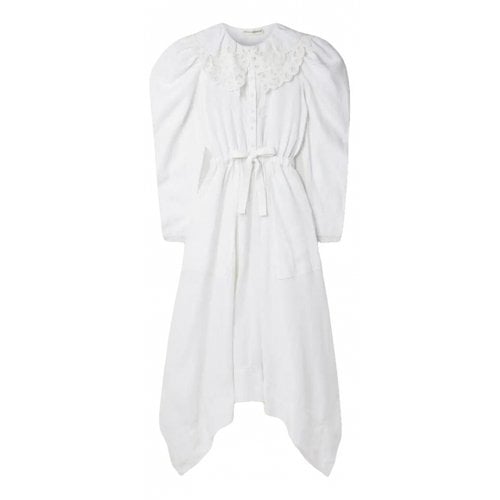Pre-owned Ulla Johnson Linen Mid-length Dress In White