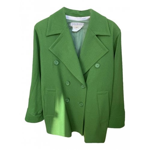 Pre-owned Saint Laurent Wool Coat In Green