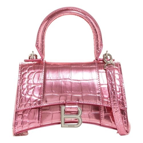 Pre-owned Balenciaga Hourglass Leather Handbag In Pink