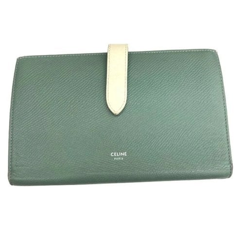 Pre-owned Celine Leather Wallet In Green