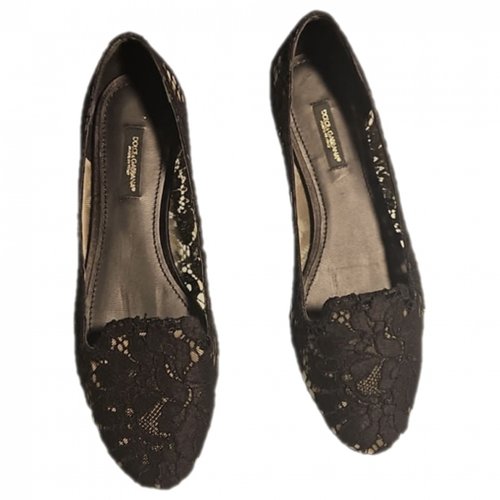 Pre-owned Dolce & Gabbana Taormina Cloth Ballet Flats In Black