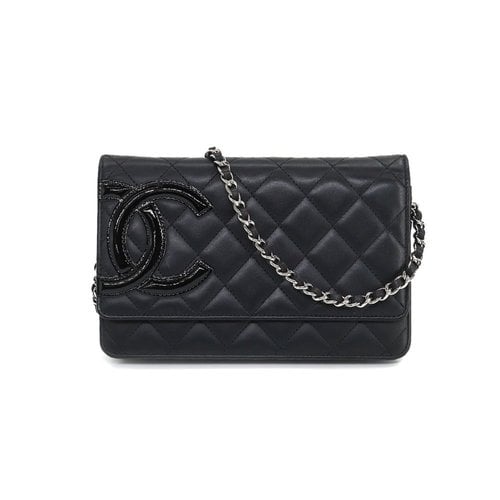 Pre-owned Chanel Wallet On Chain Cambon Leather Handbag In Black