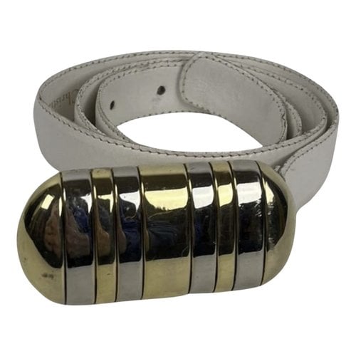 Pre-owned Dior Leather Belt In White