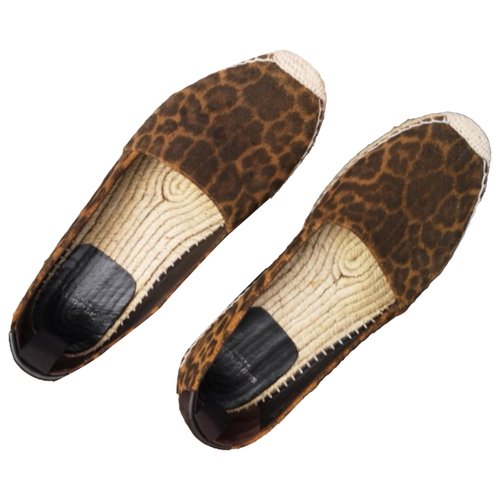 Pre-owned Saint Laurent Leather Espadrilles In Brown