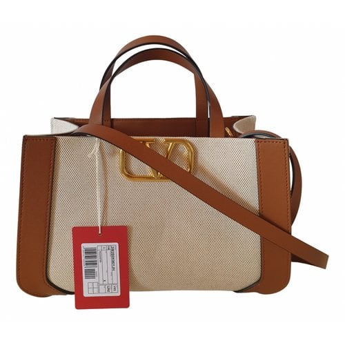 Pre-owned Valentino Garavani Vlogo Leather Crossbody Bag In Brown