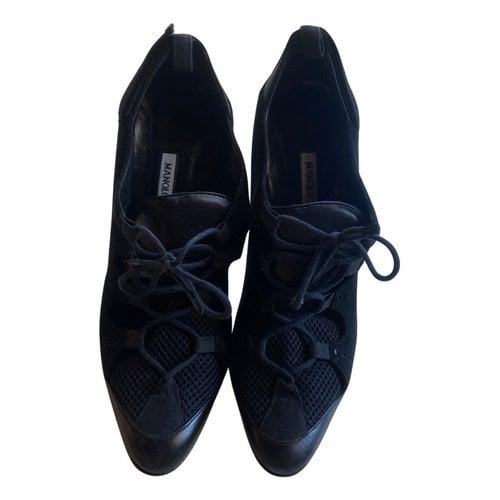 Pre-owned Manolo Blahnik Leather Heels In Black