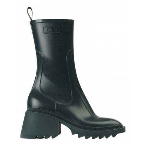Pre-owned Chloé Betty Wellington Boots In Green