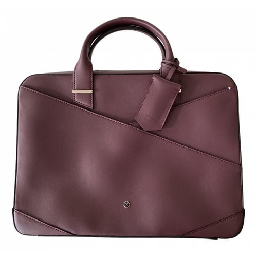 Pre-owned St Dupont Leather Satchel In Burgundy