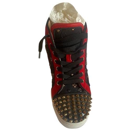 Pre-owned Christian Louboutin Vinyl Trainers In Red