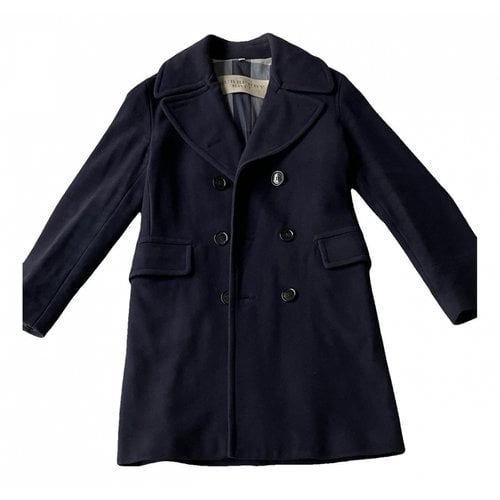 Pre-owned Burberry Wool Coat In Blue