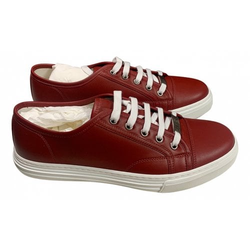 Pre-owned Gucci Leather Low Trainers In Red